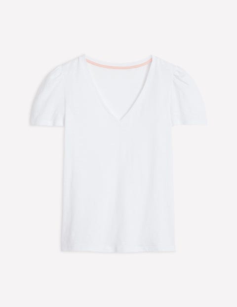 Boden Short Sleeve V Neck T-shirt White Women  In White
