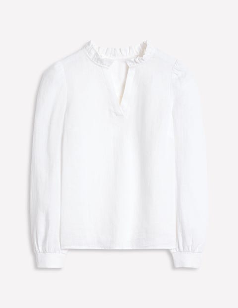 Boden Grace Linen Top-white Female  In White