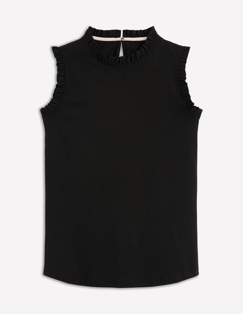 Boden Supersoft Frill Detail Vest Black Women In Black