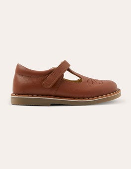 Leather T-bar Flats - Tan | Boden US