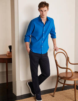 Linen Cotton Shirt - Riviera Blue | Boden US