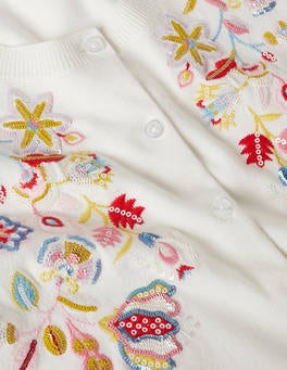 Somerset Embroidered Cardigan - Ivory | Boden US