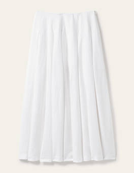 Lydia Linen Pleated Skirt - White | Boden US