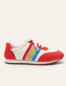 Striped Trainers - Cherry Red/White | Boden UK
