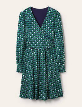 Jersey Wrap Dress - Highland Green, Geometric Tile | Boden UK