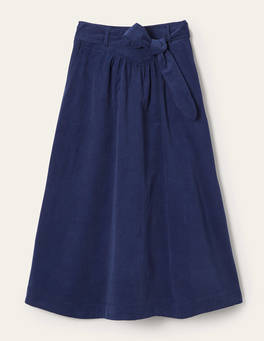 Tie Waist Cord Midaxi Skirt - Night Blue | Boden US