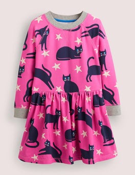 Pink Halloween Cats Sweatshirt Dress - Tickled Pink Cats | Boden US
