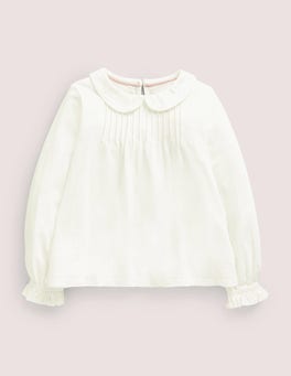 Collared Jersey Top - Ivory | Boden US
