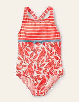 Hotchpotch Cross-back Swimsuit - Watermelon Red Parrot | Boden US