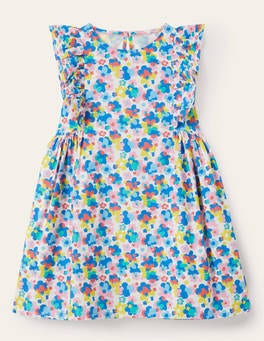 Frill Sleeve Floral Print Dress - Multi Happy Ditsy Floral | Boden US