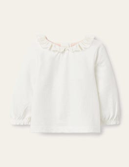 Long-Sleeved Broderie T-shirt - Ivory Broderie | Boden US