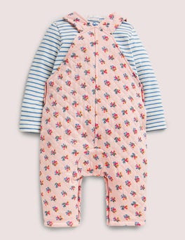Quilted Dungaree Set - Provence Dusty Pink Posy | Boden US