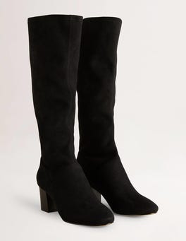 Round Toe Stretch Boots - Black | Boden UK