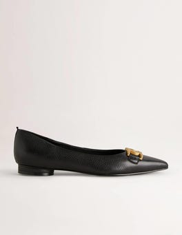 Pointed Toe Detail Flat Shoes - Black/ Embellishment | Boden US