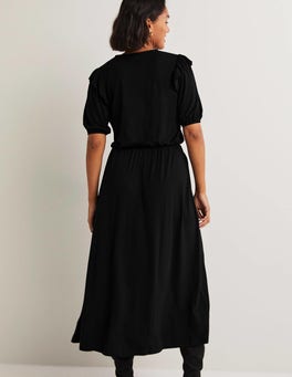 Ruffle Jersey Midi Dress - Black | Boden UK