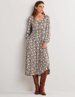 Long Sleeve Jersey Midi Dress - Multi, Enchanting Twig | Boden US