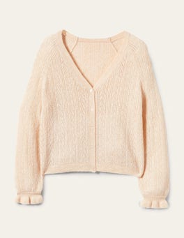 Fluffy Pointelle Cardigan - Rope | Boden US