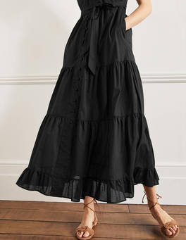 Tiered Ruffle Maxi Dress - Black | Boden US