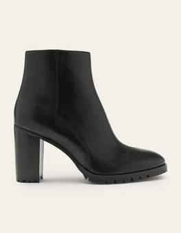 Heeled Leather Ankle Boots - Black | Boden US