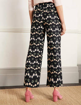 High Waisted Richmond Trousers - Black, Delicate Daisy | Boden UK
