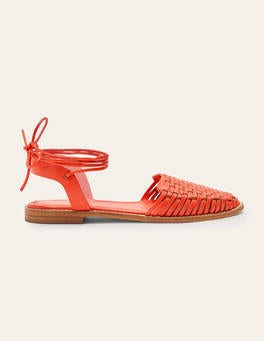 Huarache Leather Sandals - Bright Papaya | Boden US