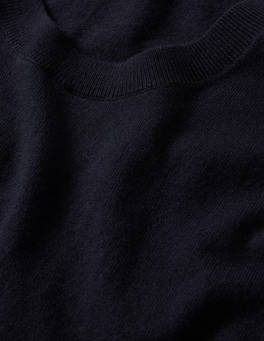 Frill Sleeve Knitted T-Shirt - Navy | Boden UK