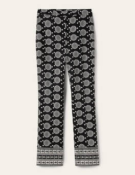 Thea Tailored Linen Pants - Black, Sun Geo | Boden US