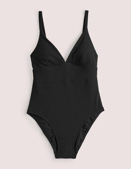 Arezzo V-neck Panel Swimsuit - Black Texture | Boden US