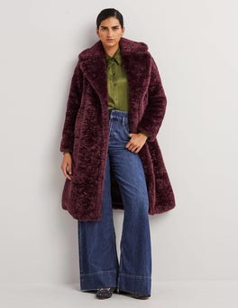 Long Teddy Coat - Fig