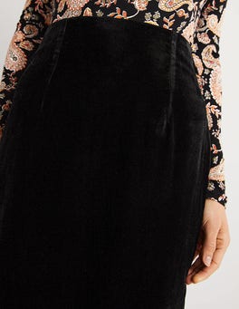 Velvet Column Skirt - Black | Boden US