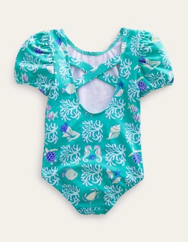 Puff Sleeve Swimsuit - Tropical Spring Lagoon | Boden US