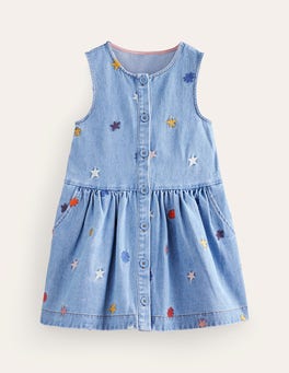 Button Pinafore Dress - Multi Star Embroidery | Boden US