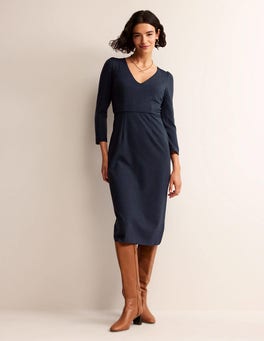 Bethany Ponte Midi Dress - Navy | Boden US