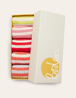 Five Pack Ribbed Ankle Socks - Multi, Pastel | Boden UK