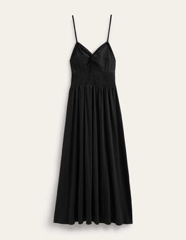 Twist Front Jersey Midi Dress - Black | Boden UK