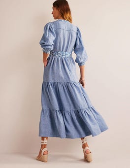 Remix Linen Maxi Dress - Chambray | Boden UK