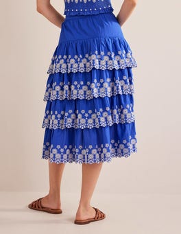 Jupe midi velours Boden Lorna 10 R pot d'encre bleu soie mélangée