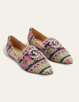 Printed Embellished Loafers - Carnation Bloom | Boden US
