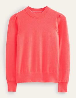 Cashmere Puff Shoulder Jumper - Bright Watermelon | Boden UK