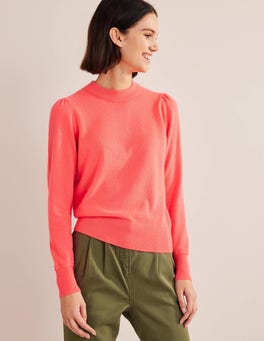 Cashmere Puff Shoulder Sweater - Bright Watermelon | Boden US