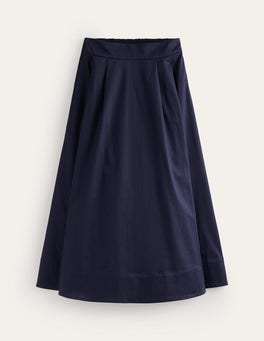 Isabella Cotton Sateen Skirt - Navy | Boden UK