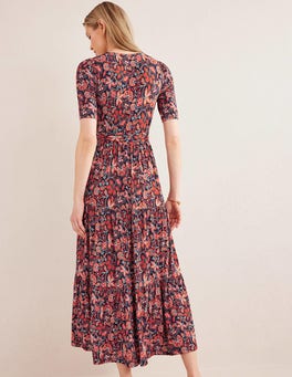 Tiered Wrap Jersey Maxi Dress - Rust, Oriental Lily | Boden UK