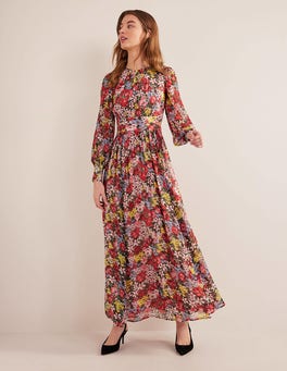 Curved Waist Maxi Dress - Multi, Moire Bloom | Boden UK