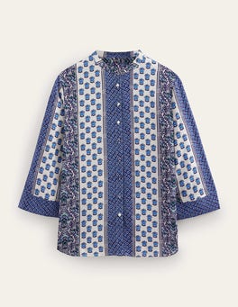 Wide Sleeve Relaxed Blouse - Prussian Blue, Dainty Floret | Boden US