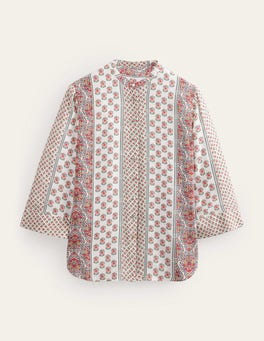Wide Sleeve Relaxed Blouse - Rose Pink, Dainty Floret | Boden UK