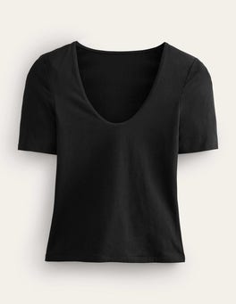 Double Layer Short Sleeve Top - Black | Boden UK