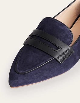 suede pointed loafers