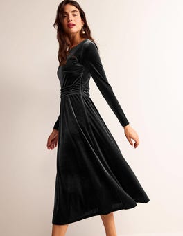 Lois Velvet Dress - Black | Boden US