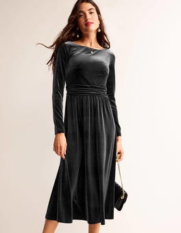 Lois Velvet Dress - Black | Boden US