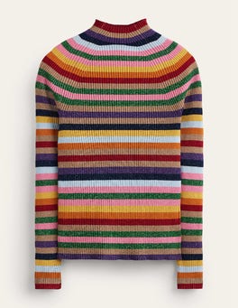 Ribbed Funnel Neck Sweater - sparkle Multi Stripe | Boden US